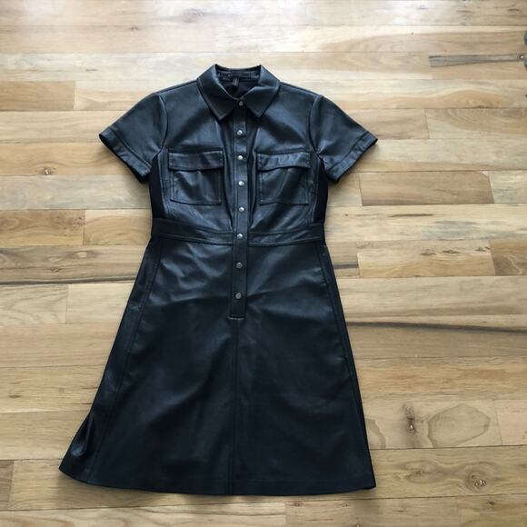 BCBG MaxAzria Stephana faux leather shirt dress - Picture 3 of 11